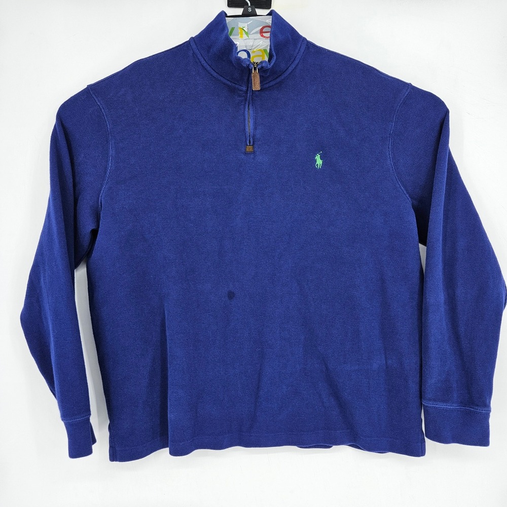 Polo Ralph Lauren Quarter Zip Mens XL Long Sleeve Blue QZip Sweater Preppy